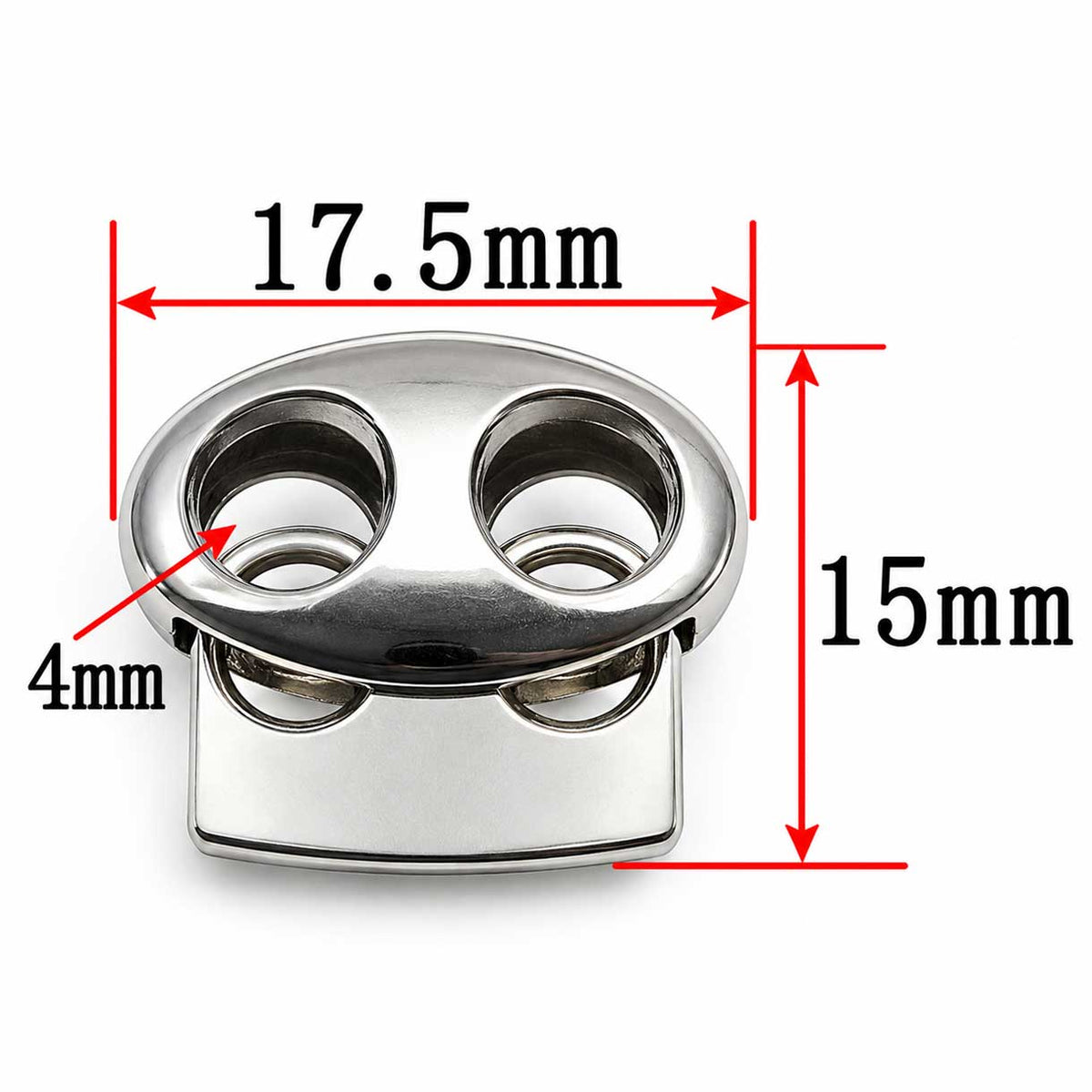 Silver Zinc Alloy Oval Two Hole Cord Lock/Stop (5 Pack) paracordwholesale
