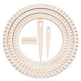 Small Wooden Circular Weaving Loom Set w/Comb and Teardrop Needles