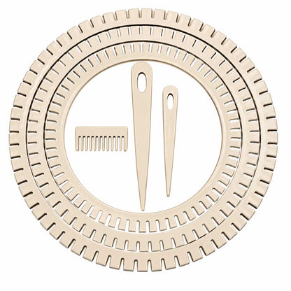 Small Wooden Circular Weaving Loom Set w/Comb and Teardrop Needles 280-