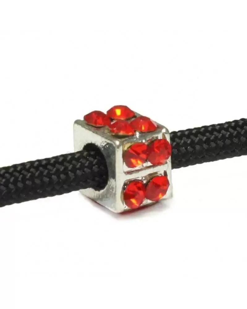 Square Bead with Red Rhinestones (5 Pack)  China