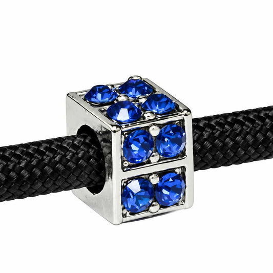 Square Bead with Blue Rhinestones (10 Pack) China