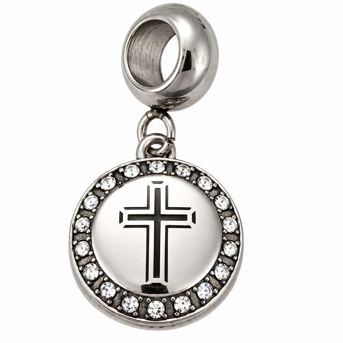 Stainless Steel Crystal Rhinestone w/Enamel Cross Pendant (1 Pack) 280-
