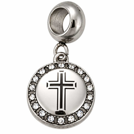 Stainless Steel Crystal Rhinestone w/Enamel Cross Pendant (1 Pack) 280-