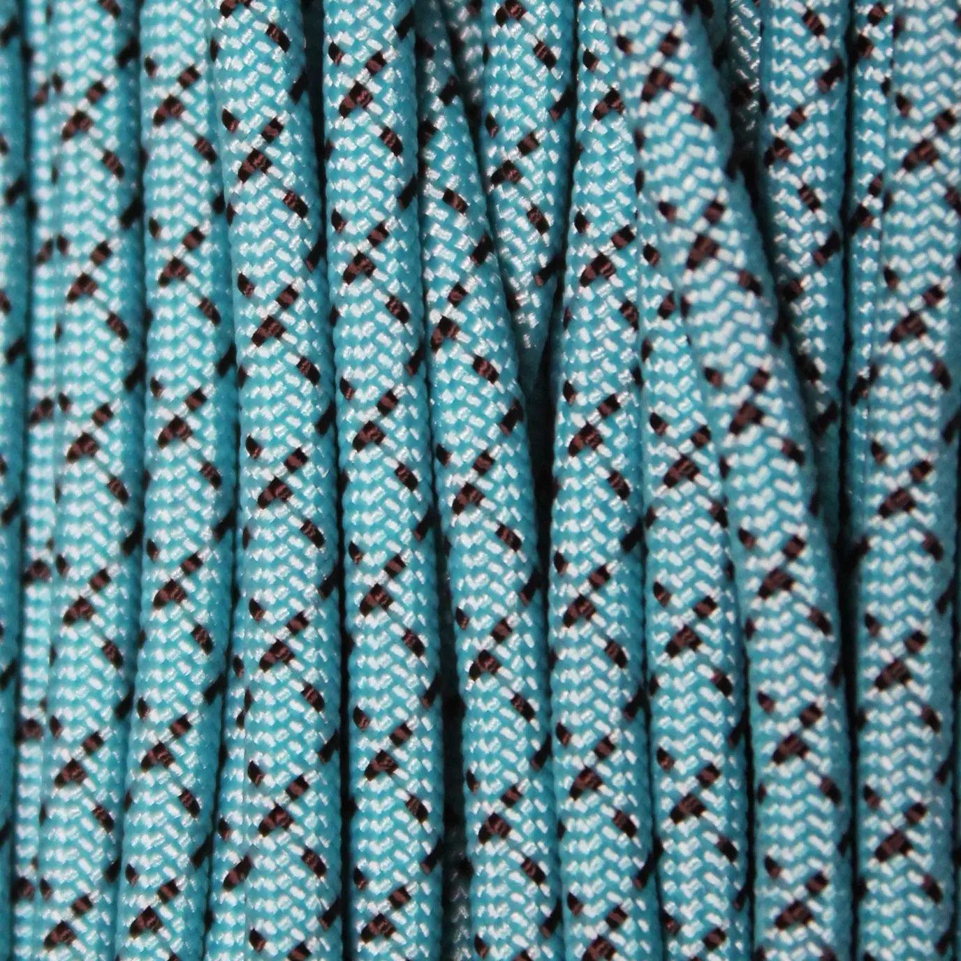 Starry Night-Neon Turquoise with Black 550 Paracord Made in the USA (100 FT.)  163- nylon/nylon paracord
