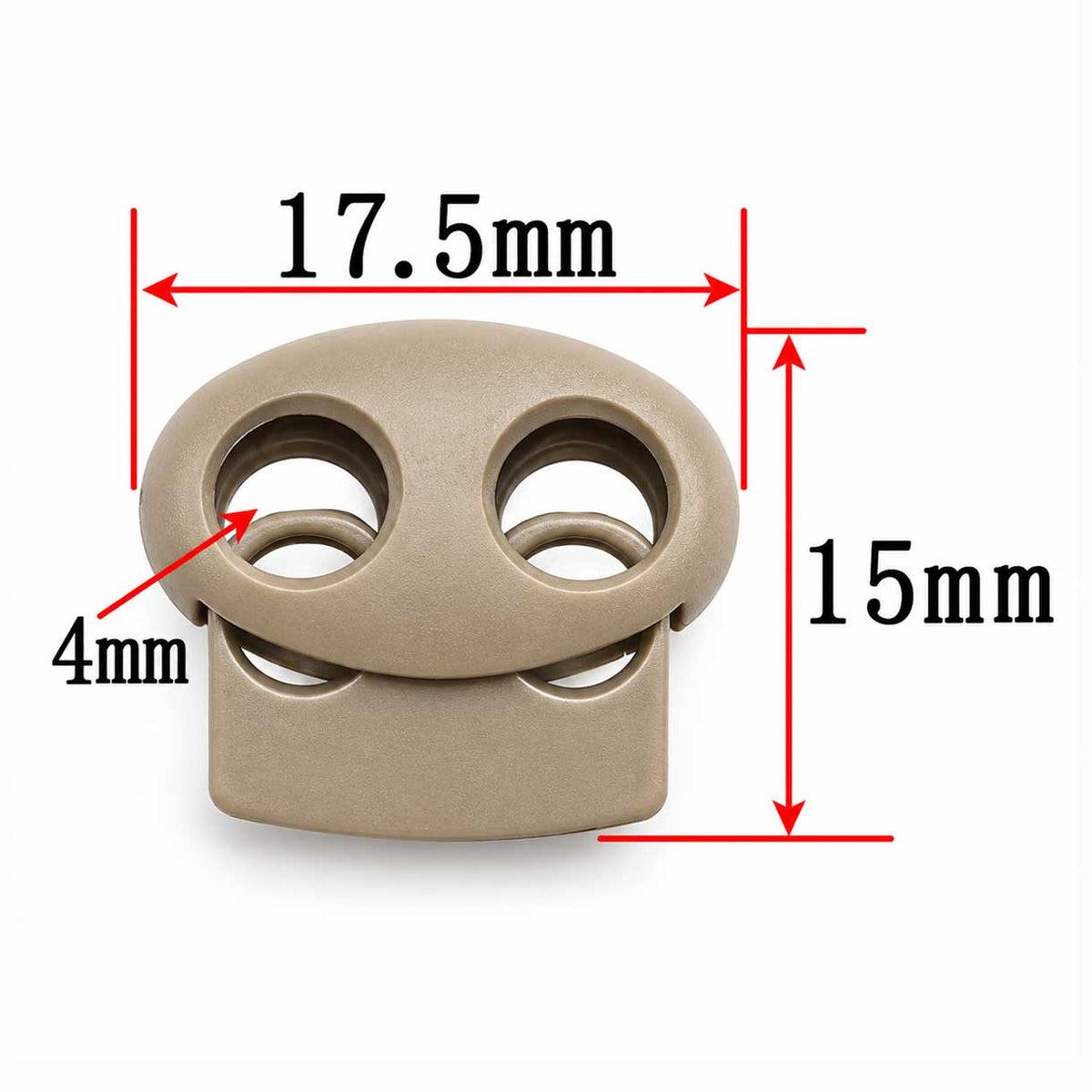 Tan Zinc Alloy Oval Two Hole Cord Lock/Stop (5 Pack) paracordwholesale