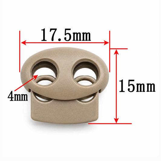 Tan Zinc Alloy Oval Two Hole Cord Lock/Stop (5 Pack) paracordwholesale