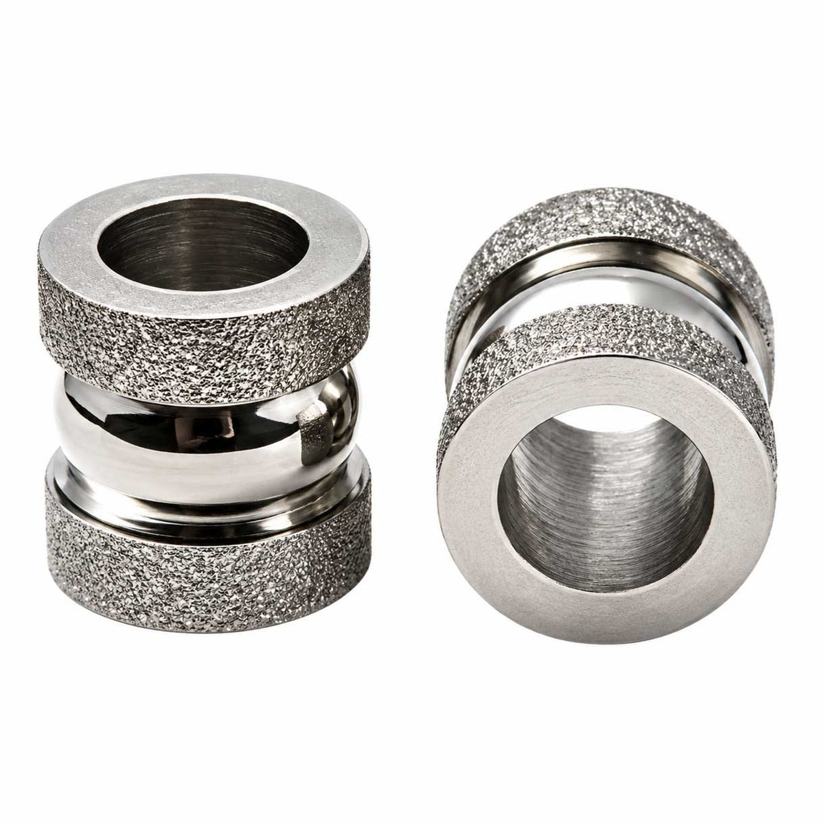 Textured w/Smooth Groves 201 Stainless Steel Bead/Charm