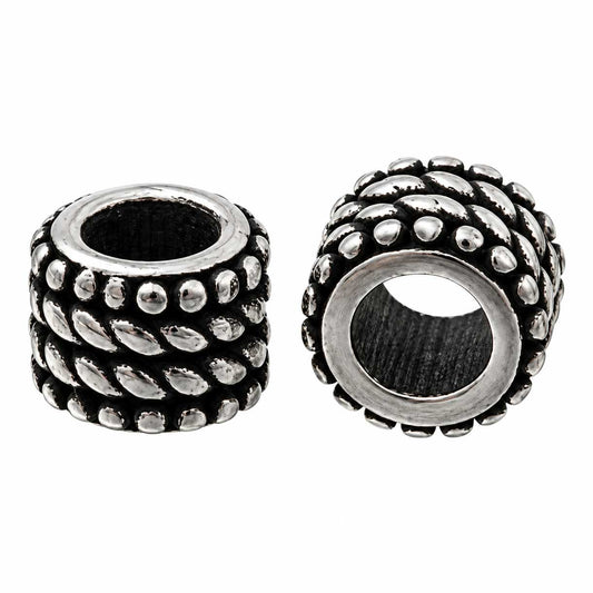 Traction Tread 304 Stainless Barrel Bead/Charm (2 Pack) 280-