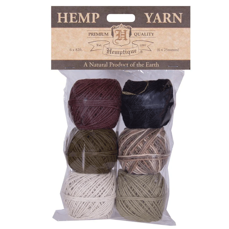 1 mm (3/64") Earthy Hemp Yarn Bon Bons 6 Pack 6 x 25 m (6 x 82 ft)