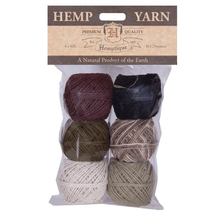 1 mm (3/64") Earthy Hemp Yarn Bon Bons 6 Pack 6 x 25 m (6 x 82 ft)