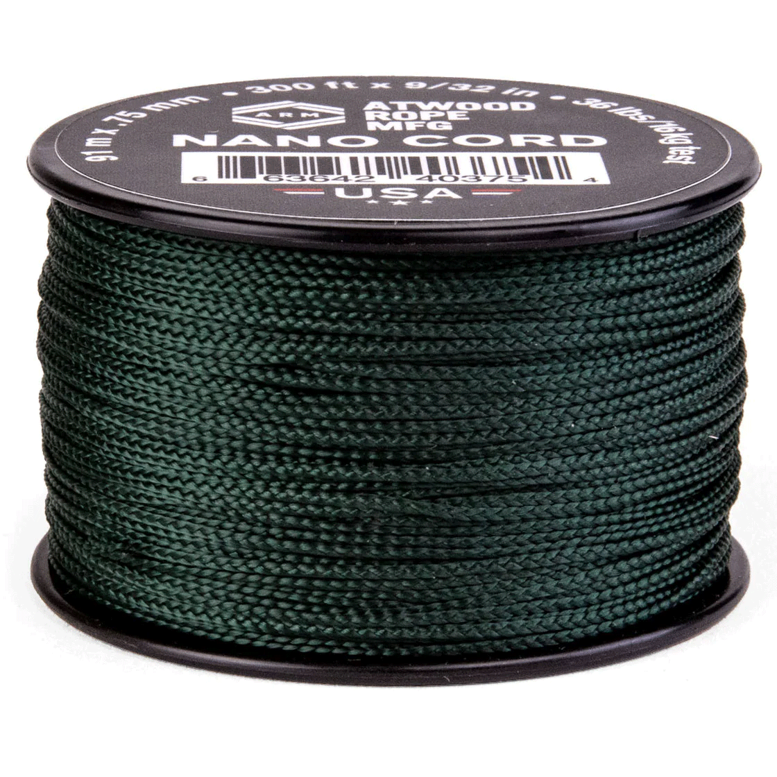 0.75 mm (1/32") Nano Cord Hunter Green Polyester Made in the USA (300 FT.)