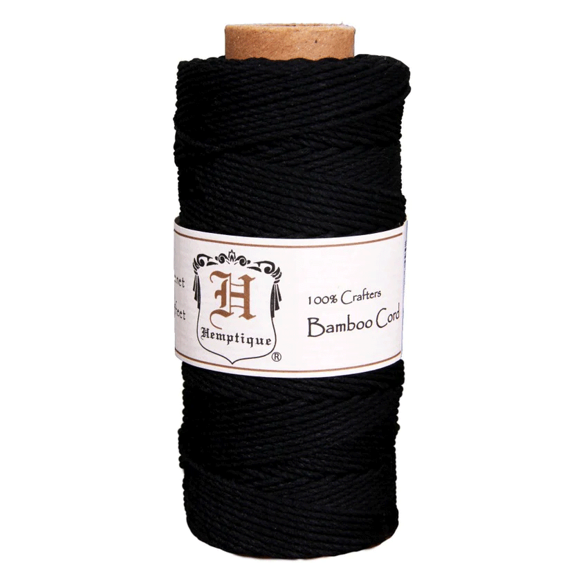 1 mm (3/64") Black Bamboo Twine/Cord Spool 62.5m (205 ft)