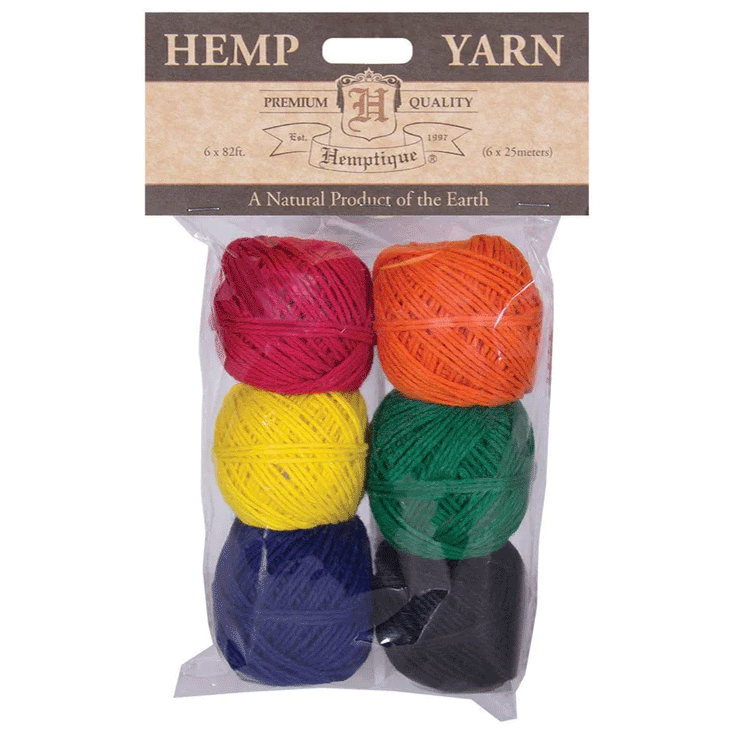 1 mm (3/64") Crayon Hemp Yarn Bon Bons 6 Pack 6 x 25 m (6 x 82 ft)