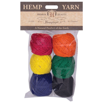 1 mm (3/64") Crayon Hemp Yarn Bon Bons 6 Pack 6 x 25 m (6 x 82 ft)