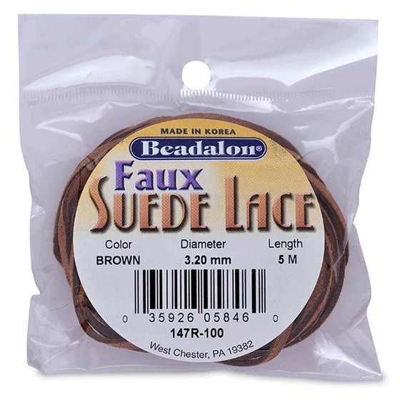 3.2 mm (0.13") Faux Suede Lace Brown 5 m / 16.4 ft