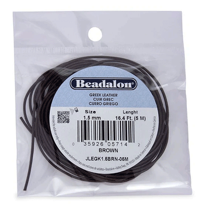 1.5 mm (0.59") Brown Greek Leather, Genuine/Real Leather 5 m / 16.4 ft