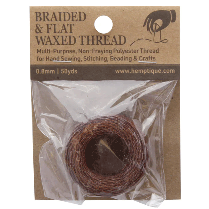 0.8 mm (15/64") Dark Brown Waxed Braided Flat Thread 45.7 m (150 ft)