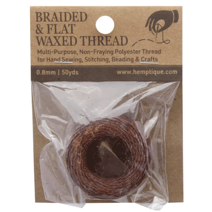 0.8 mm (15/64") Dark Brown Waxed Braided Flat Thread 45.7 m (150 ft)