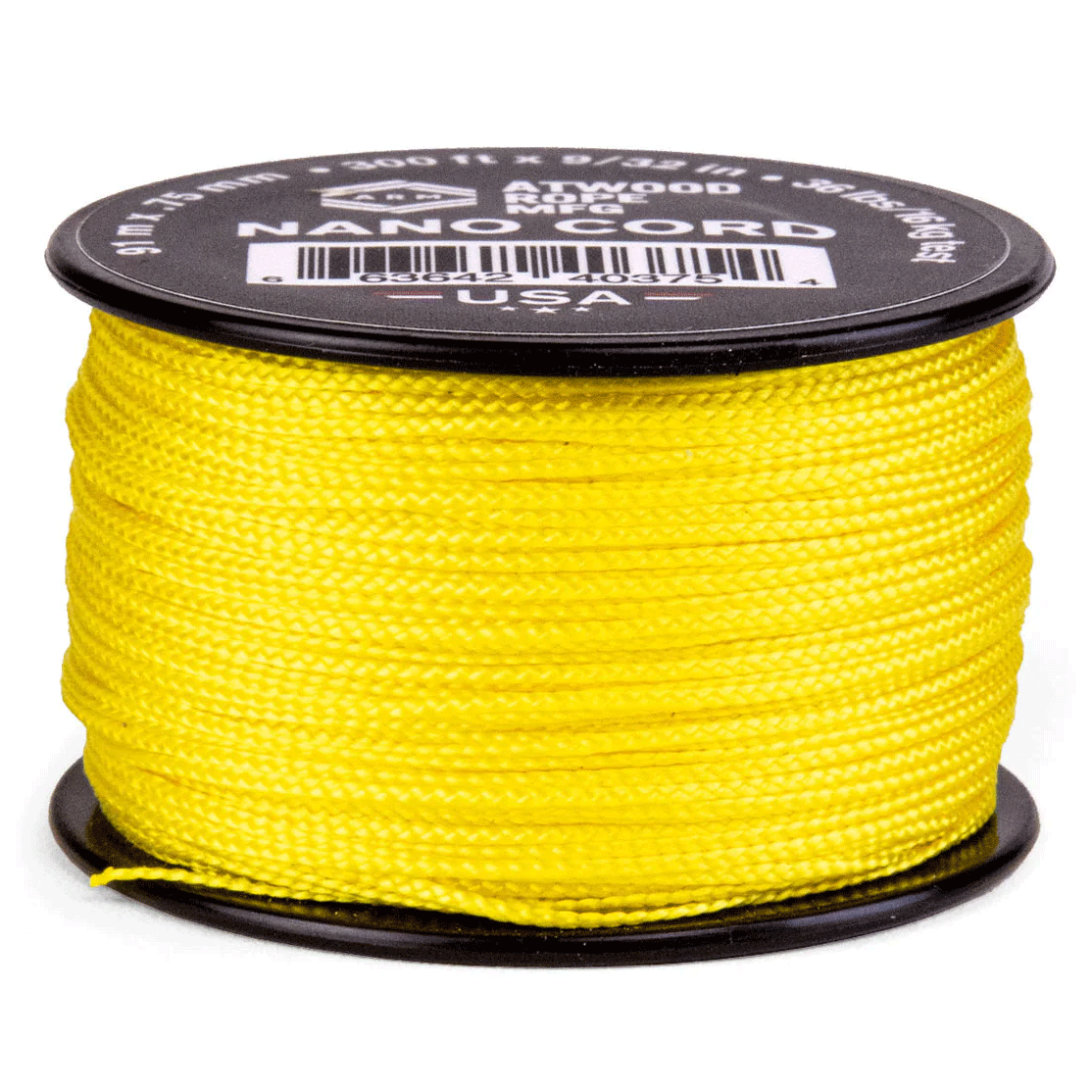 0.75 mm (1/32") Nano Cord Canary Yellow Polyester Made in the USA (300 FT.)