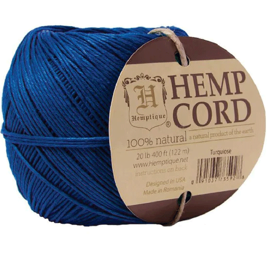 1 mm (3/64") *Turquoise *(Blue) Hemp Twine/Cord Ball 122 m (400 ft)