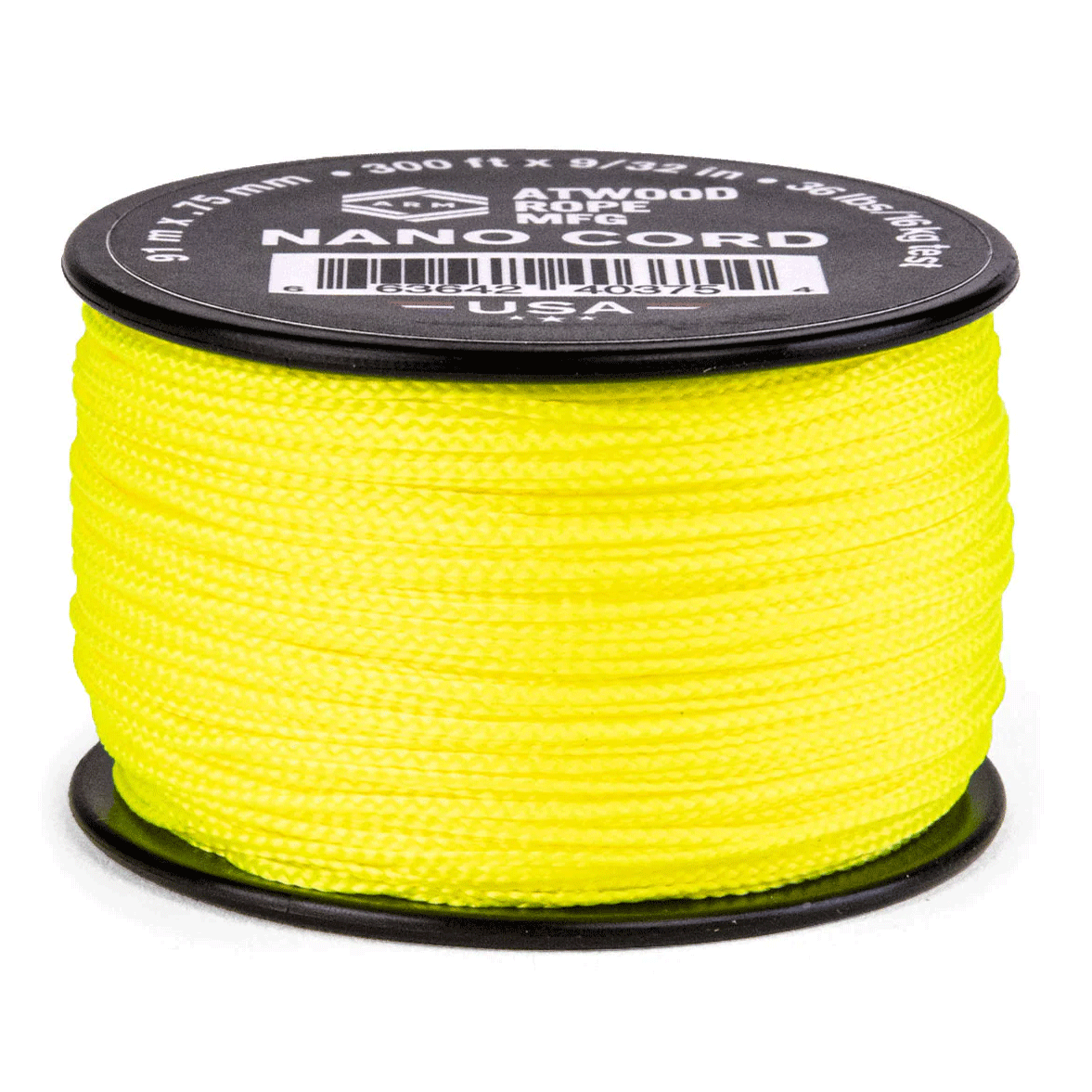 0.75 mm (1/32") Nano Cord Neon Yellow Made in the USA Polyester (300 FT.)