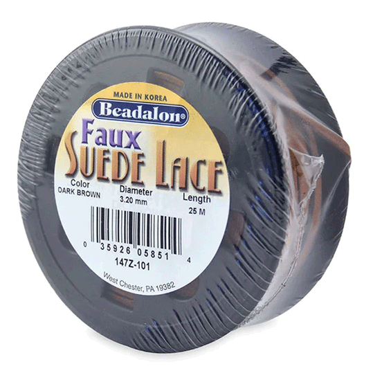 3.2 mm (0.13") Faux Suede Lace Dark Brown 25 m / 82 ft