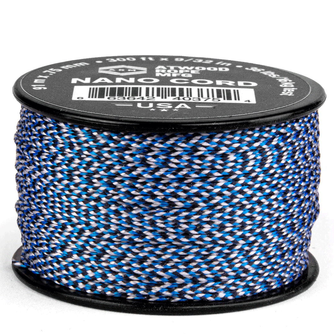 0.75 mm (1/32") Nano Cord Blue Snake Polyester Made in the USA (300 FT.)