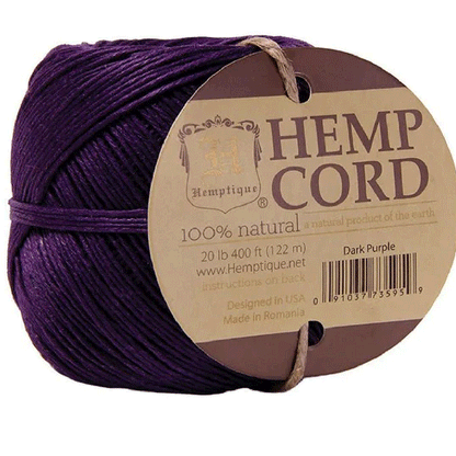 1 mm (3/64") Dark Purple Hemp Twine/Cord Ball 122 m (400 ft)