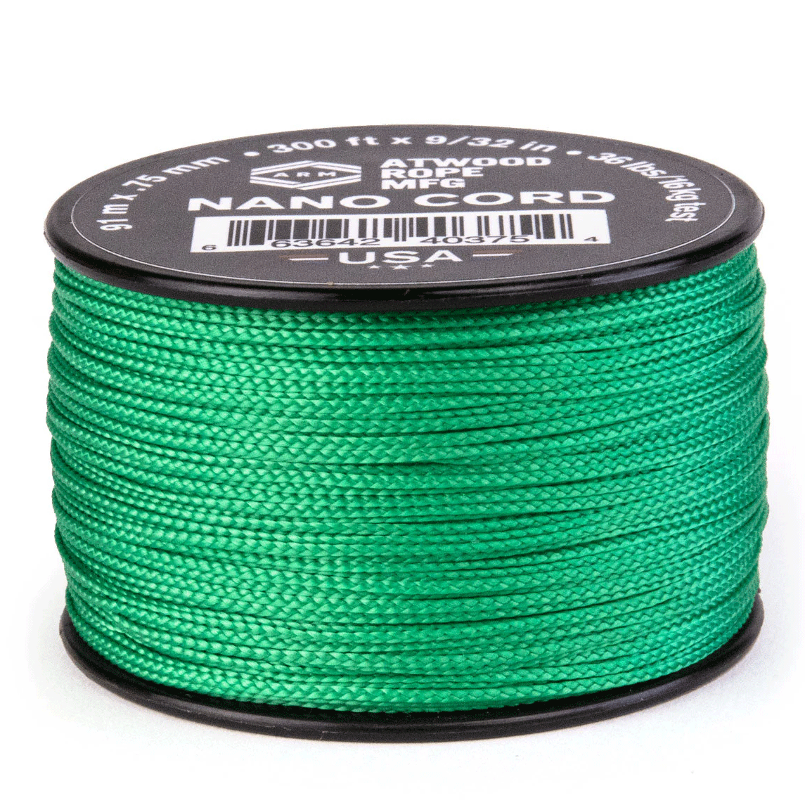 0.75 mm (1/32") Nano Cord Green Polyester Made in the USA (300 FT.)