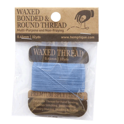 0.45 mm (7/32") Light Blue Waxed Bonded Round Thread Card 29 m (96 Ft)