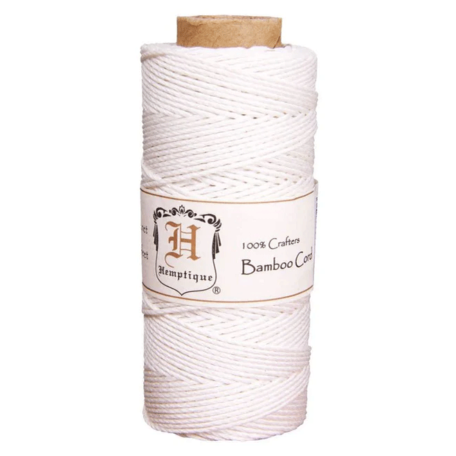 1 mm (3/64") White Bamboo Twine/Cord Spool 62.5m (205 ft)