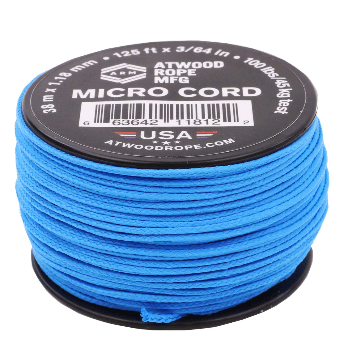 ***1.18 mm (3/64") Micro Cord VooDoo Blue Made in the USA Nylon/Nylon (125 FT.)