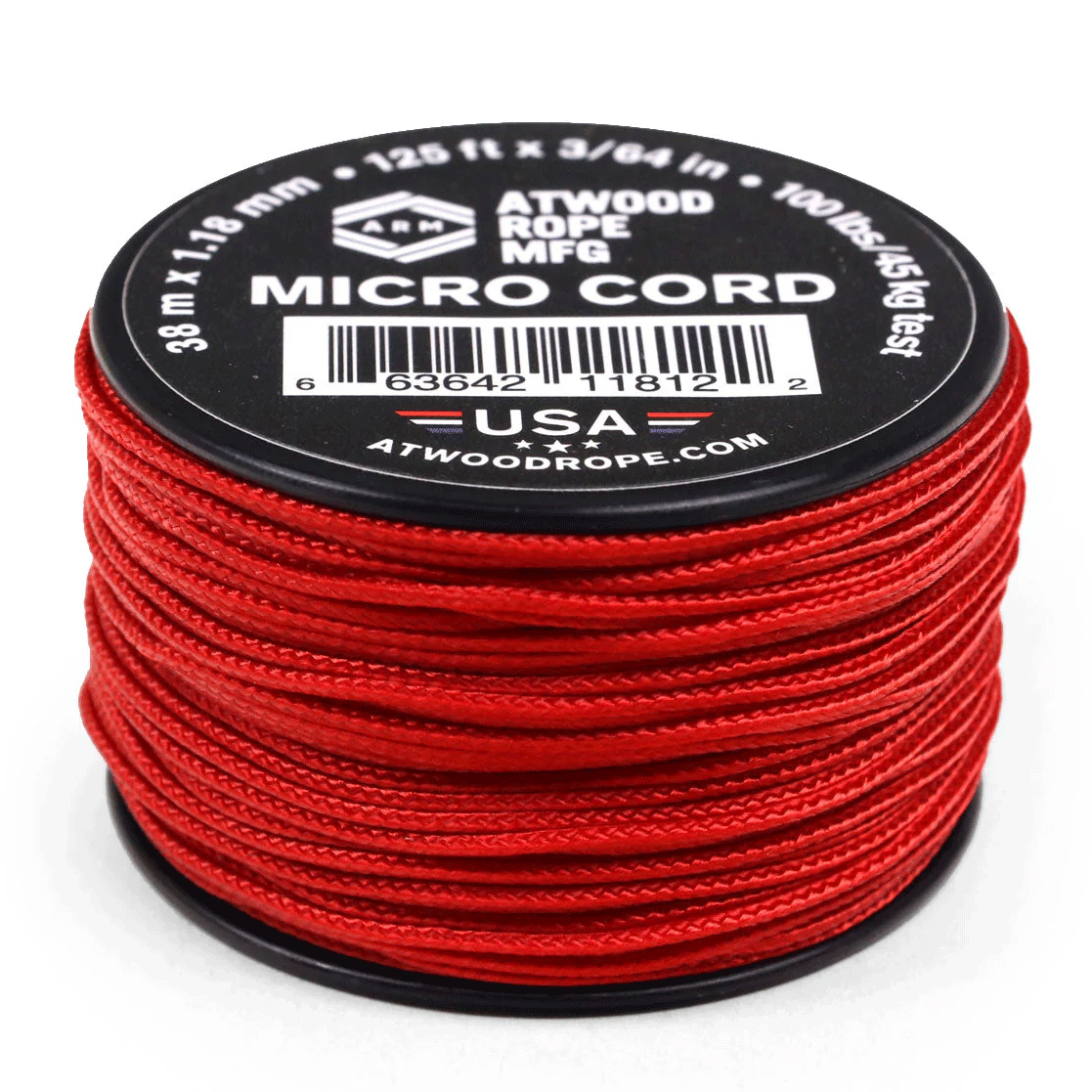 1.18 mm (3/64") Micro Cord Red Made in the USA Polyester/Nylon (125 FT.)