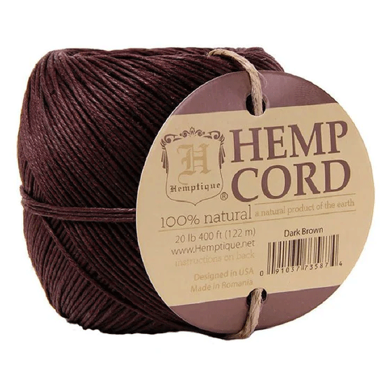 1 mm (3/64") Dark Brown Hemp Twine/Cord Ball 122 m (400 ft)