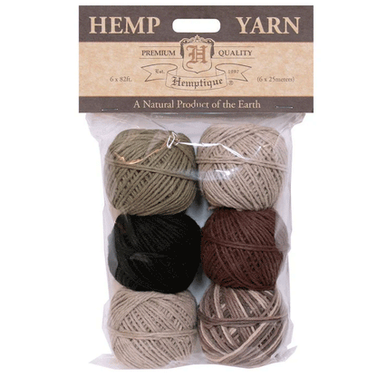 1 mm (3/64") Nature Hemp Yarn Bon Bons 6 Pack 6 x 25 m (6 x 82 ft)