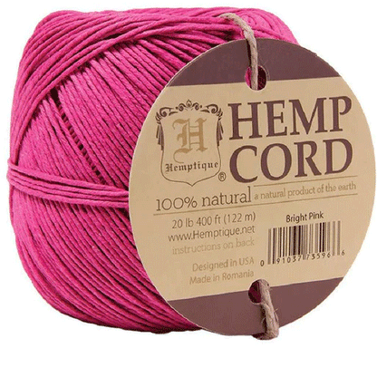 1 mm (3/64") Bright Pink Hemp Twine/Cord Ball 122 m (400 ft)