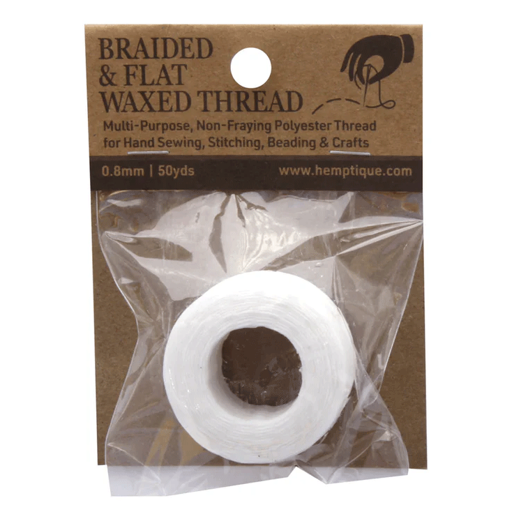 0.8 mm (15/64") White Waxed Braided Flat Thread 45.7 m (150 ft)