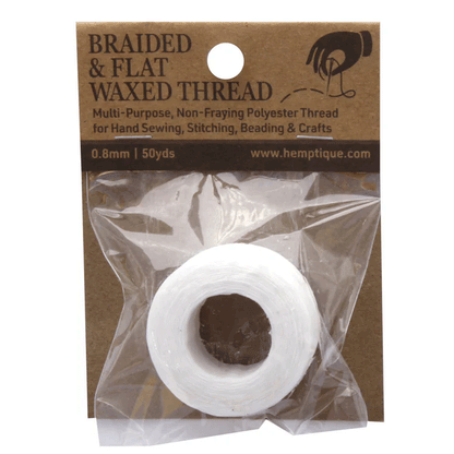 0.8 mm (15/64") White Waxed Braided Flat Thread 45.7 m (150 ft)