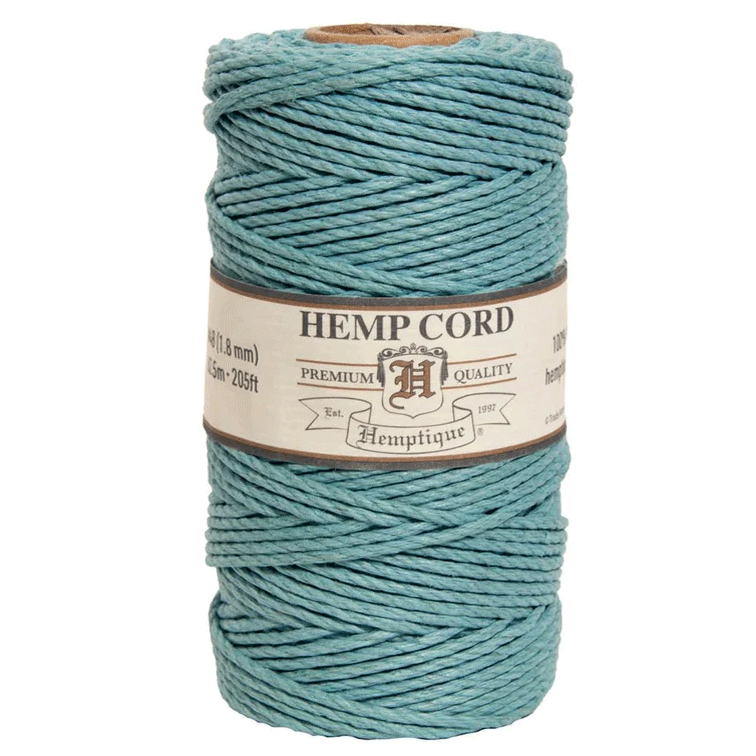 1.8 mm (5/64") Light Blue Hemp Twine/Cord Spool 62.5 m (205 ft)