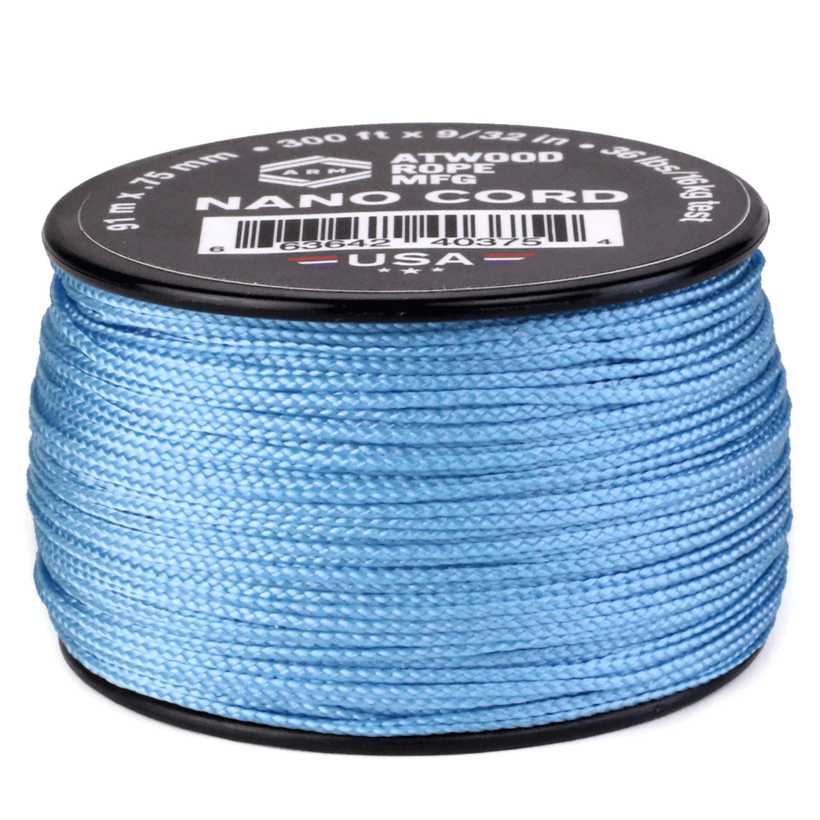 0.75 mm (1/32") Nano Cord Carolina Blue Polyester Made in the USA (300 FT.)