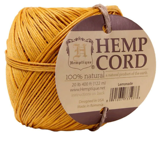 1 mm (3/64") Lemonade Hemp Twine/Cord Ball 122 m (400 ft)