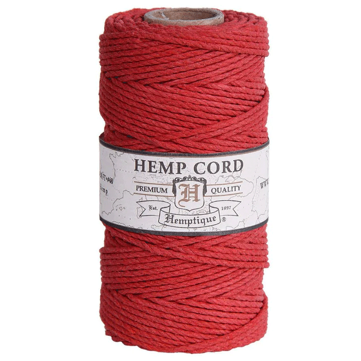 1.8 mm (5/64") Red Hemp Twine/Cord Spool 62.5 m (205 ft)