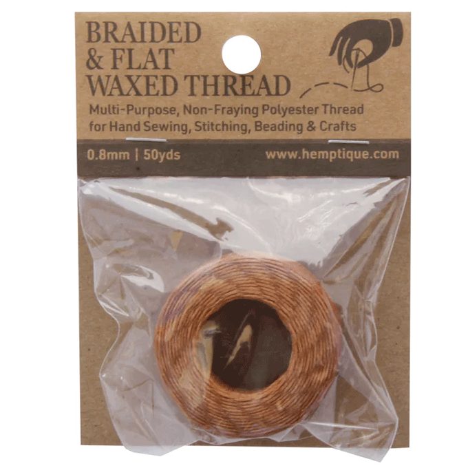 0.8 mm (15/64") Light Brown Waxed Braided Flat Thread 45.7 m (150 ft)