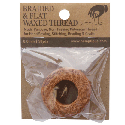 0.8 mm (15/64") Light Brown Waxed Braided Flat Thread 45.7 m (150 ft)