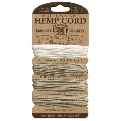 Multi Weight Natural Hemp Twine/Cord Card 104 Total Ft