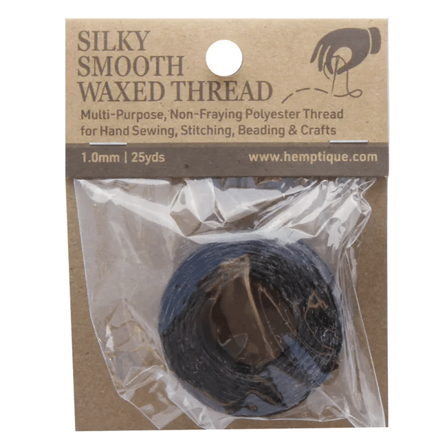 1 mm (3/64") Black Silky Smooth Waxed Thread 23 m (75 ft)