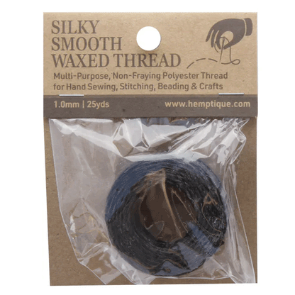 1 mm (3/64") Black Silky Smooth Waxed Thread 23 m (75 ft)