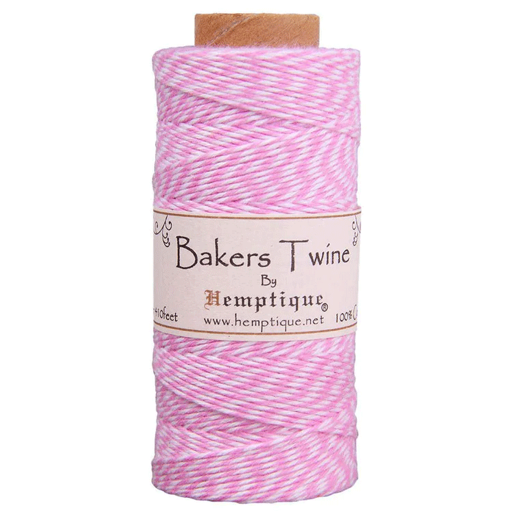 1 mm (3/64") Light Pink and White Cotton Bakers Twine/Cord Spool 125 m (410 ft)