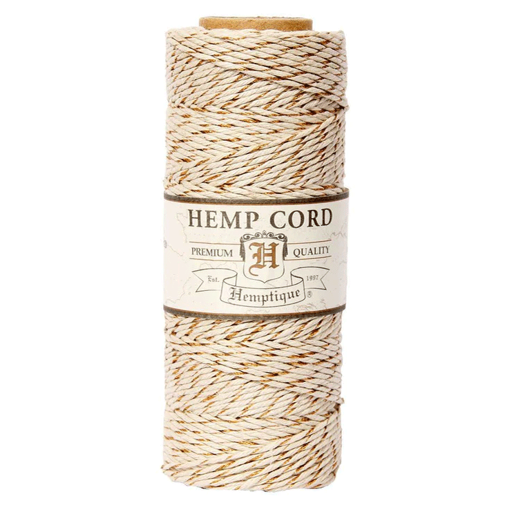 1 mm (3/64") Natural and Copper Metallic Hemp Twine/Cord Spool 62.5 m (205 ft)