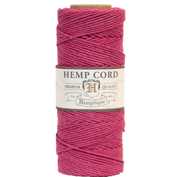 1 mm (3/64") Dark Pink Hemp Twine/Cord Spool 62.5 m (205 ft)